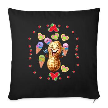 Rétro Peanut Cream Enfants Filles Enfant Garçons Bébé - Housse de coussin décorative 45 x 45 cm - noir - Devant