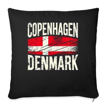 Copenhagen Denmark Flag - Sofa pillowcase 17,3'' x 17,3'' (45 x 45 cm) - black - Front