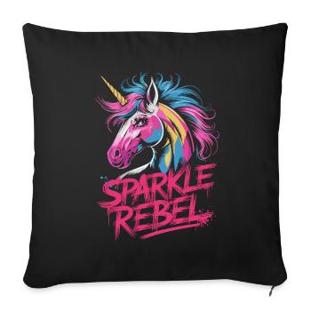 Sparkle Rebel Licorne Oeuvre Colorée - Housse de coussin décorative 45 x 45 cm - noir - Devant