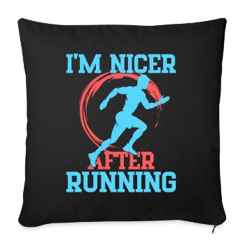 Courir Je suis plus sympa après le cadeau du marathonien - Housse de coussin décorative 45 x 45 cm - noir - Devant