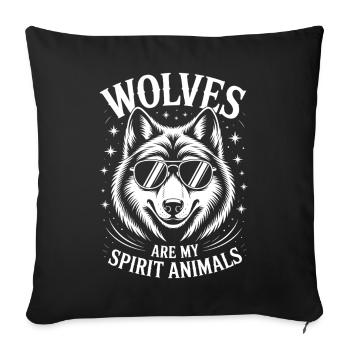 Wolf Spruch Wölfe Sprüche Lustiges Wolf Geschenk - Sofakissenbezug 45 x 45 cm - Schwarz - Vorne