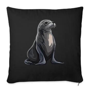 Sea Lions Sea Lion - Sofa pillowcase 17,3'' x 17,3'' (45 x 45 cm) - black - Front