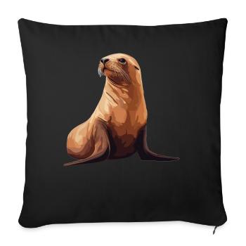 Sea Lions Sea Lion - Sofa pillowcase 17,3'' x 17,3'' (45 x 45 cm) - black - Front