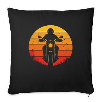 Moto Rétro Sunset – Biker Design - Housse de coussin décorative 45 x 45 cm - noir - Devant