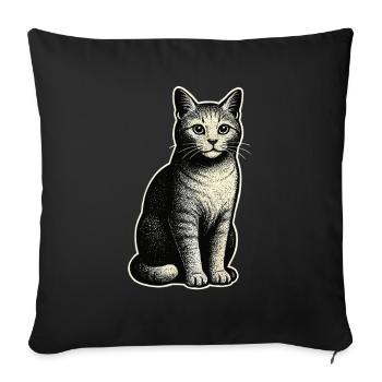Chat vintage – assis et élégant - Housse de coussin décorative 45 x 45 cm - noir - Devant