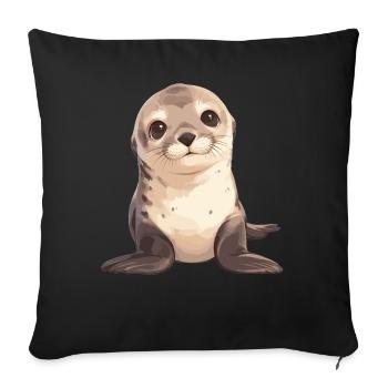 Sea Lions Sea Lion - Sofa pillowcase 17,3'' x 17,3'' (45 x 45 cm) - black - Front