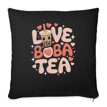 Love Boba Tea, Japanese - Sofa pillowcase 17,3'' x 17,3'' (45 x 45 cm) - black - Front