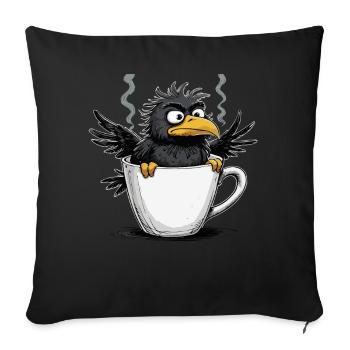 Bird don't want coffee before you ask no - Sofa pillowcase 17,3'' x 17,3'' (45 x 45 cm) - black - Front