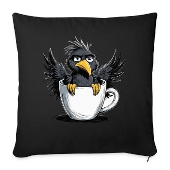 Bird don't want coffee before you ask no - Sofa pillowcase 17,3'' x 17,3'' (45 x 45 cm) - black - Front