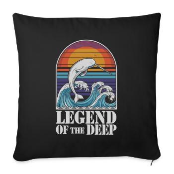 Legend Of The Deep Narwhal Illustration With - Sofa pillowcase 17,3'' x 17,3'' (45 x 45 cm) - black - Front