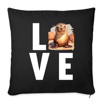 Sea Lions Sea Lion - Sofa pillowcase 17,3'' x 17,3'' (45 x 45 cm) - black - Front