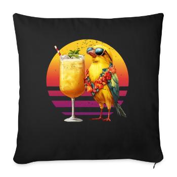 Kanarienvogel mit Pina Colada Hawaiianischer - Sofakissenbezug 45 x 45 cm - Schwarz - Vorne