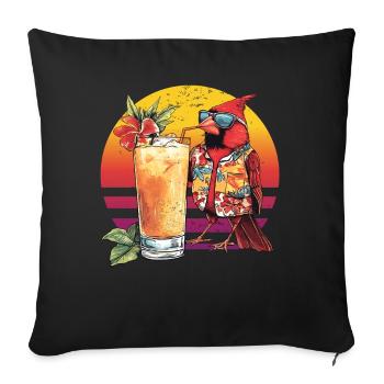 Roter Kardinal Vogel trinkt Pina Colada Hawaii - Sofakissenbezug 45 x 45 cm - Schwarz - Vorne