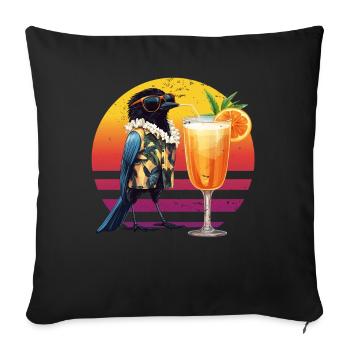 Elster Vogel Trinker Strand Cocktail Vintage Retro - Sofakissenbezug 45 x 45 cm - Schwarz - Vorne