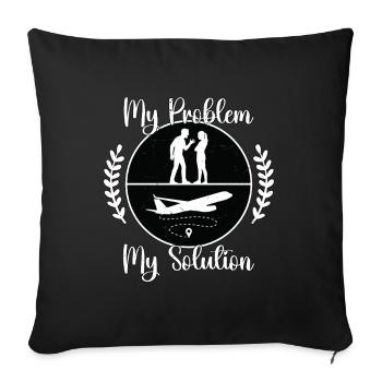 Flight Instructor My Problem My Pictogram Mom Dad - Sofa pillowcase 17,3'' x 17,3'' (45 x 45 cm) - black - Front