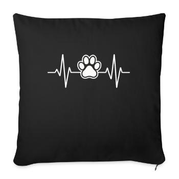 Heartbeat with a paw – love of animals - Sofa pillowcase 17,3'' x 17,3'' (45 x 45 cm) - black - Front