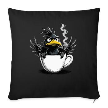 Bird don't want coffee before you ask no - Sofa pillowcase 17,3'' x 17,3'' (45 x 45 cm) - black - Front