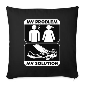 Aerobatic Pilot My Problem My Pictogram Mom Dad - Sofa pillowcase 17,3'' x 17,3'' (45 x 45 cm) - black - Front