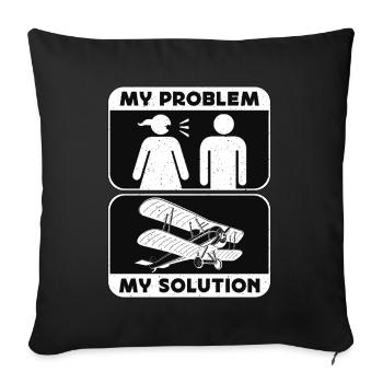 Aerobatic Pilot My Problem My Pictogram Dad Mom - Sofa pillowcase 17,3'' x 17,3'' (45 x 45 cm) - black - Front