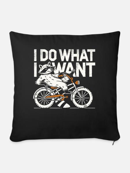Waschbär Fahrradmotiv für Individualisten mit Stil - Sofakissenbezug 45 x 45 cm - Schwarz