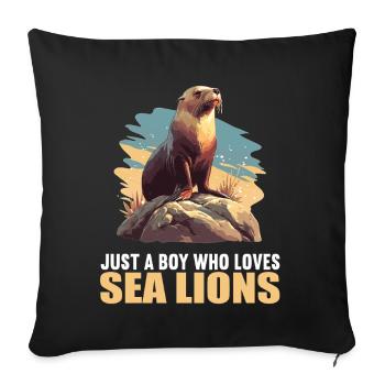 Lions de mer Lion de mer - Housse de coussin décorative 45 x 45 cm - noir - Devant