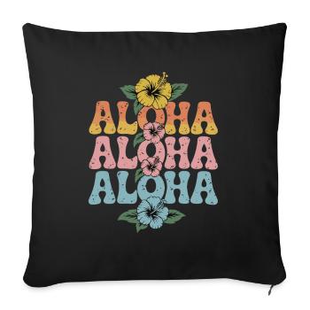 Aloha Tropische Blumen Retro Design - Sofakissenbezug 45 x 45 cm - Schwarz - Vorne