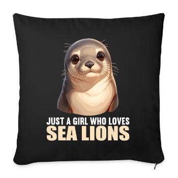 Sea Lions Sea Lion - Sofa pillowcase 17,3'' x 17,3'' (45 x 45 cm) - black - Front