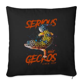 Passionné de geckos léopard depuis 1937 - Housse de coussin décorative 45 x 45 cm - noir - Devant
