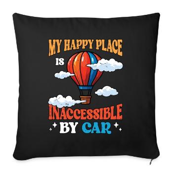 Hot Air Ballooning My Happy Place Balloon Aircraft - Sofakissenbezug 45 x 45 cm - Schwarz - Vorne