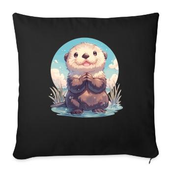 Loutre de mer - Housse de coussin décorative 45 x 45 cm - noir - Devant