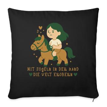 Conquérir le monde avec les rênes à la main Poney - Housse de coussin décorative 45 x 45 cm - noir - Devant