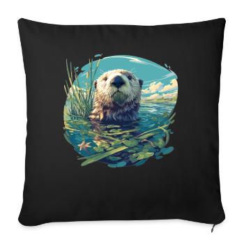 Loutre de mer - Housse de coussin décorative 45 x 45 cm - noir - Devant