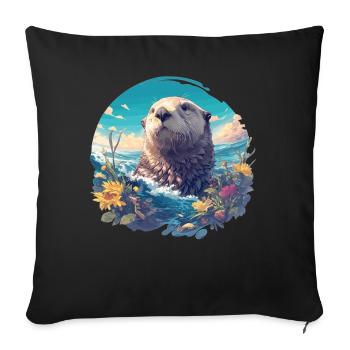 Loutre de mer - Housse de coussin décorative 45 x 45 cm - noir - Devant
