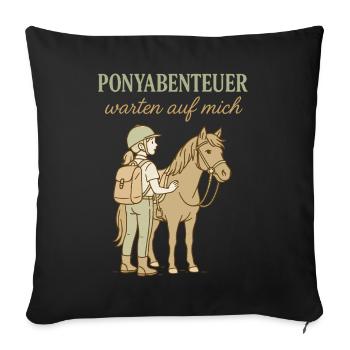 Des aventures à poney m’attendent Monter à cheval - Housse de coussin décorative 45 x 45 cm - noir - Devant