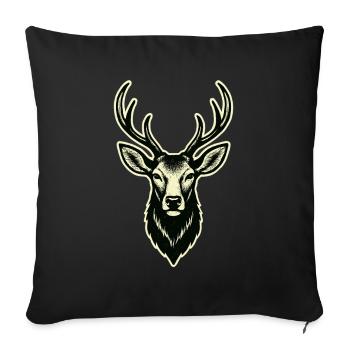 Cerf Cerf Bois de cerf - Housse de coussin décorative 45 x 45 cm - noir - Devant