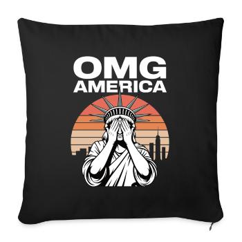 OMG America, la Statue de la Liberté pleure - Housse de coussin décorative 45 x 45 cm - noir - Devant