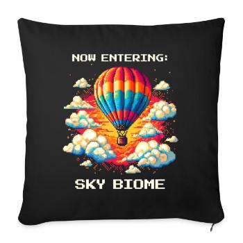 Sky Biome Reached | Balloon Ride Thermals Sky - Sofa pillowcase 17,3'' x 17,3'' (45 x 45 cm) - black - Front