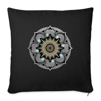 Mandala Soleil avec Spirales Oeuvre - Housse de coussin décorative 45 x 45 cm - noir - Devant