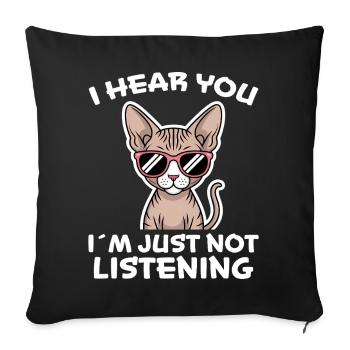 Chat Sphynx Disant Drôle Chat Sphynx Cadeau - Housse de coussin décorative 45 x 45 cm - noir - Devant