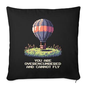Overloaded – no flight possible | Balloon Thermals - Sofa pillowcase 17,3'' x 17,3'' (45 x 45 cm) - black - Front