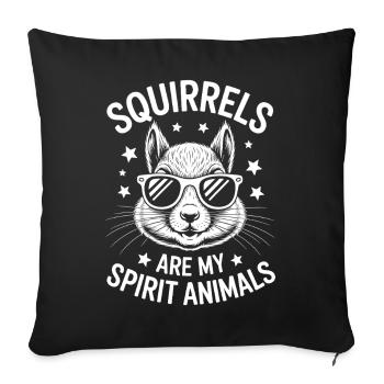 Écureuil disant drôle drôle d’écureuil cadeau - Housse de coussin décorative 45 x 45 cm - noir - Devant