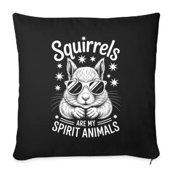 Écureuil disant drôle drôle d’écureuil cadeau - Housse de coussin décorative 45 x 45 cm - noir - Devant