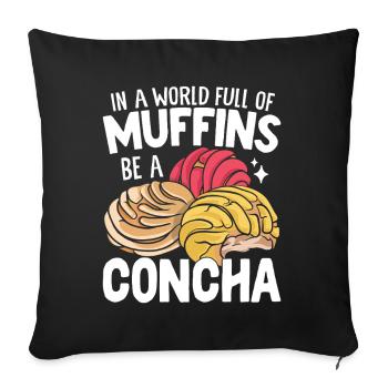Dans Un Monde Plein De Muffins Drôles Conchas Mexicains - Housse de coussin décorative 45 x 45 cm - noir - Devant