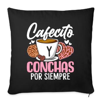 Cafecito Conchas Por Siempre Funny Mexican Sweet - Housse de coussin décorative 45 x 45 cm - noir - Devant