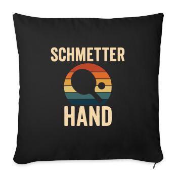 Schmetterhand – Tennis de table design rétro - Housse de coussin décorative 45 x 45 cm - noir - Devant