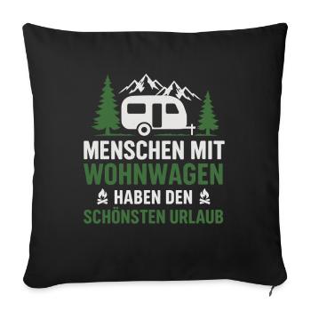 Caravan Holiday Saying - Sofa pillowcase 17,3'' x 17,3'' (45 x 45 cm) - black - Front