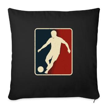 Silhouette de football look rétro - Housse de coussin décorative 45 x 45 cm - noir - Devant