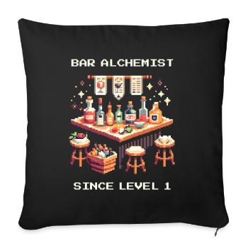 Bar Alchimiste | Mixologie active depuis le niveau 1 - Housse de coussin décorative 45 x 45 cm - noir - Devant