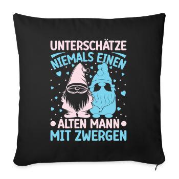 Le nain de jardin ne sous-estime jamais un vieil homme - Housse de coussin décorative 45 x 45 cm - noir - Devant