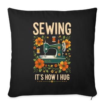 Couturière coudre comment je câline machine à coudre - Housse de coussin décorative 45 x 45 cm - noir - Devant